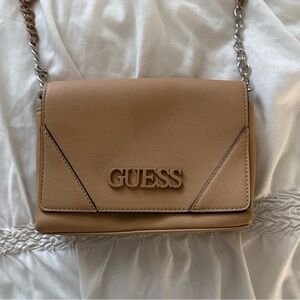 GUESS Camel Crossbody Bag with Chain Strap